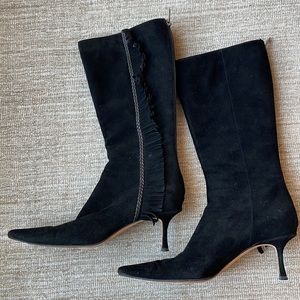 Jimmy choo. Black suede knee high boot size 38 fringe detail